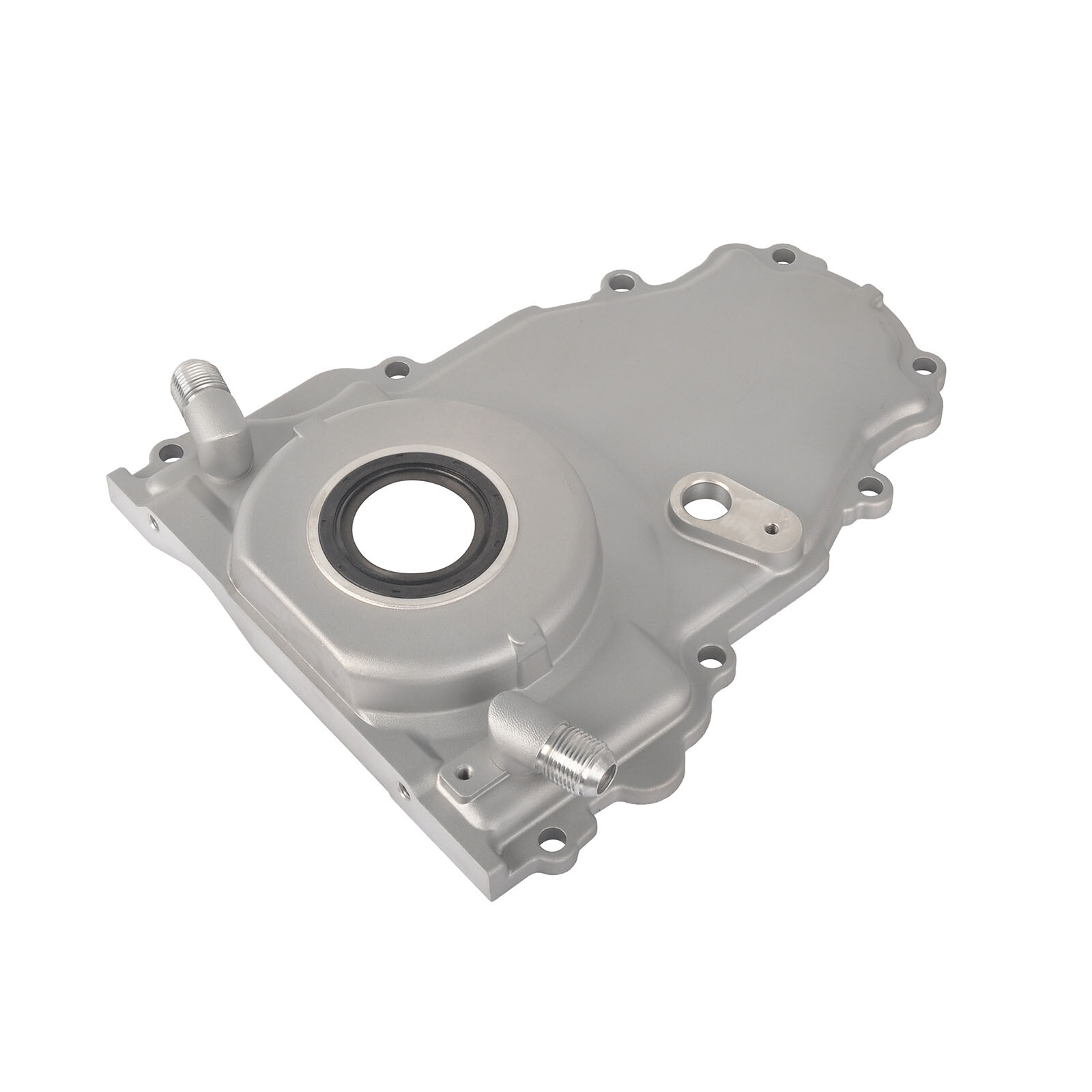 For LS Gen 4 Front Engine Timing Chain Cover w/10AN Twin Turbo Oil Drain Fitting