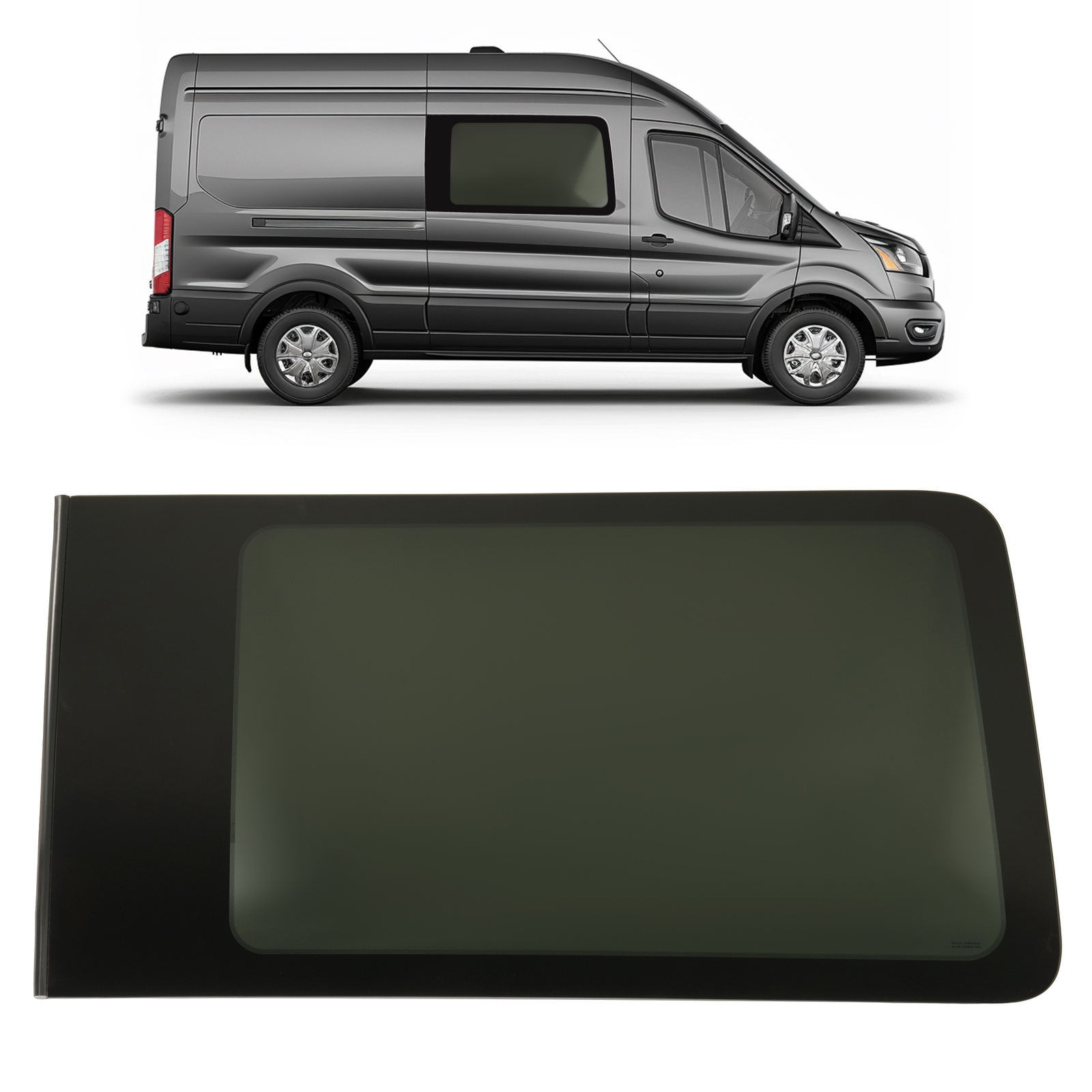 Fits 15-23 Ford Transit Mid/High Roof Passenger Side Sliding Door Window Glass