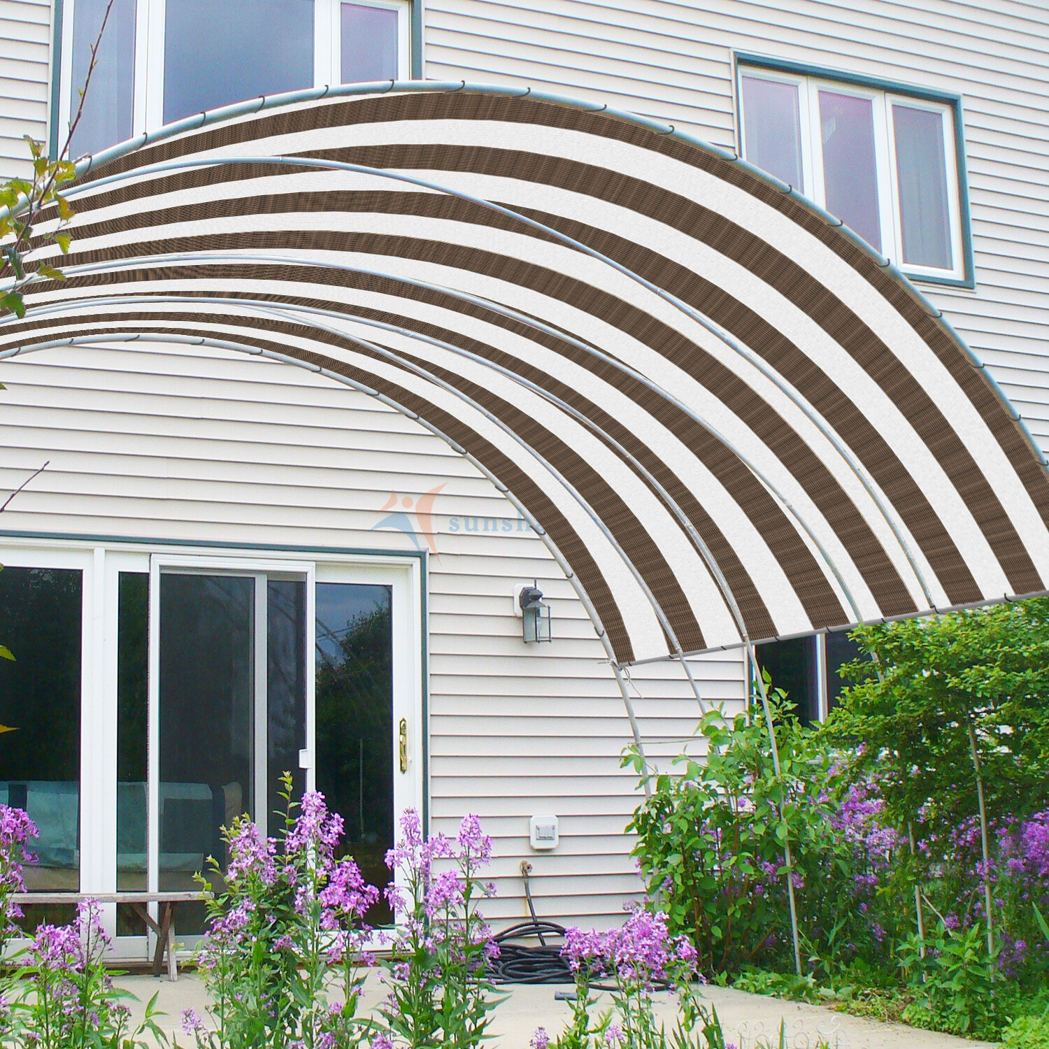 Sun Shade Sail 180GSM Straight Edge Shelter Canopy Cover Garden Outdoor Brown