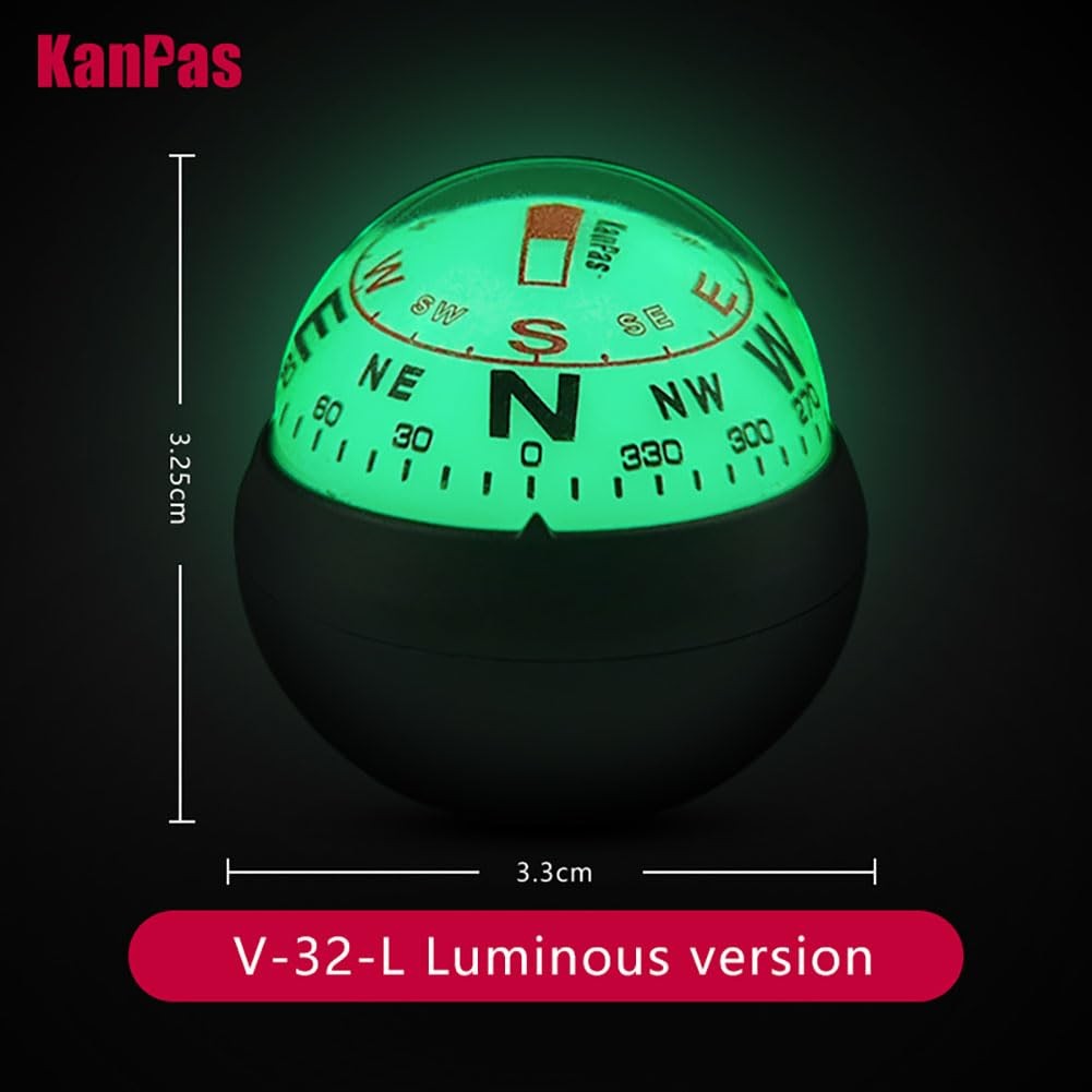 KanPas Dashboard Compass Ball with Double Dials for Cars Boats (V-32-L Lumino...