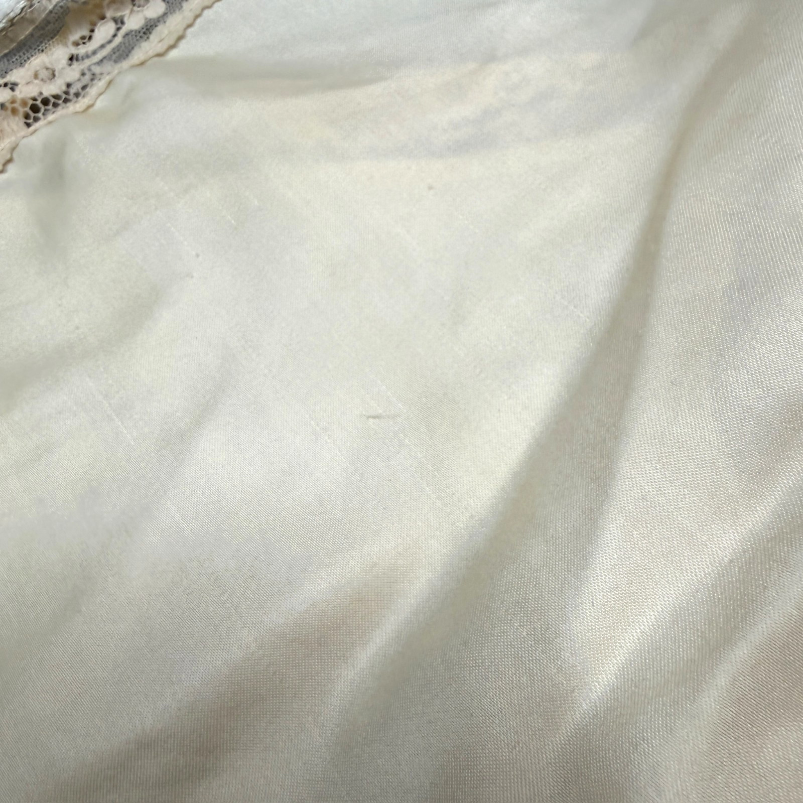 Vintage Christian Dior Slip Top & Skirt Women L Cream Satin Lace Hem READ