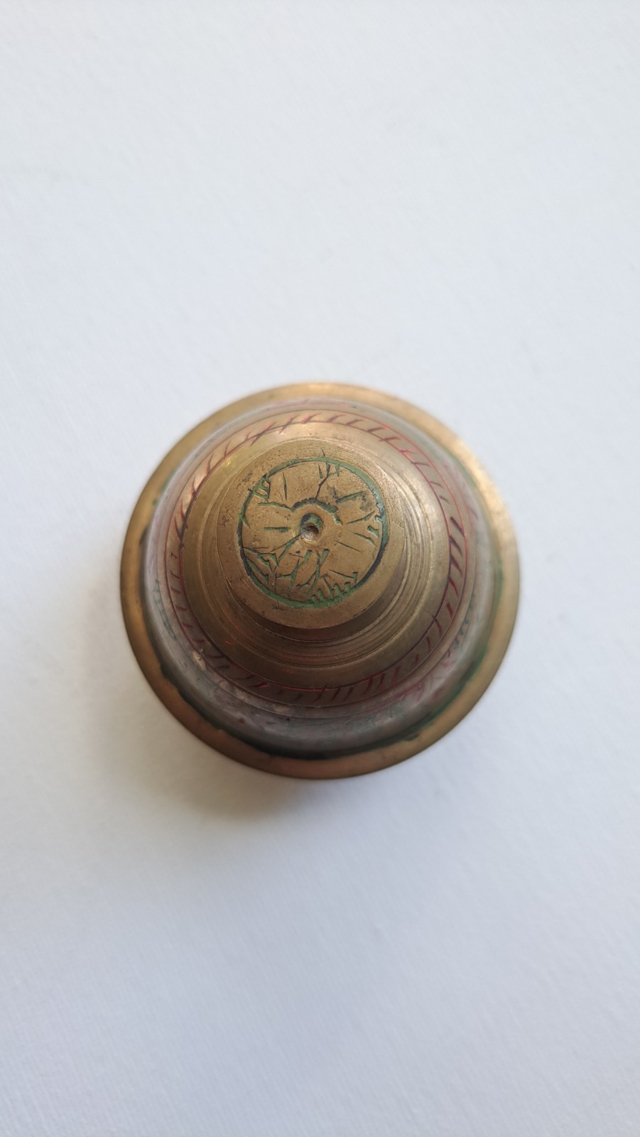 Brass Etched Design Elephant Claw Bell Meditation Temple India Vintage Prayer