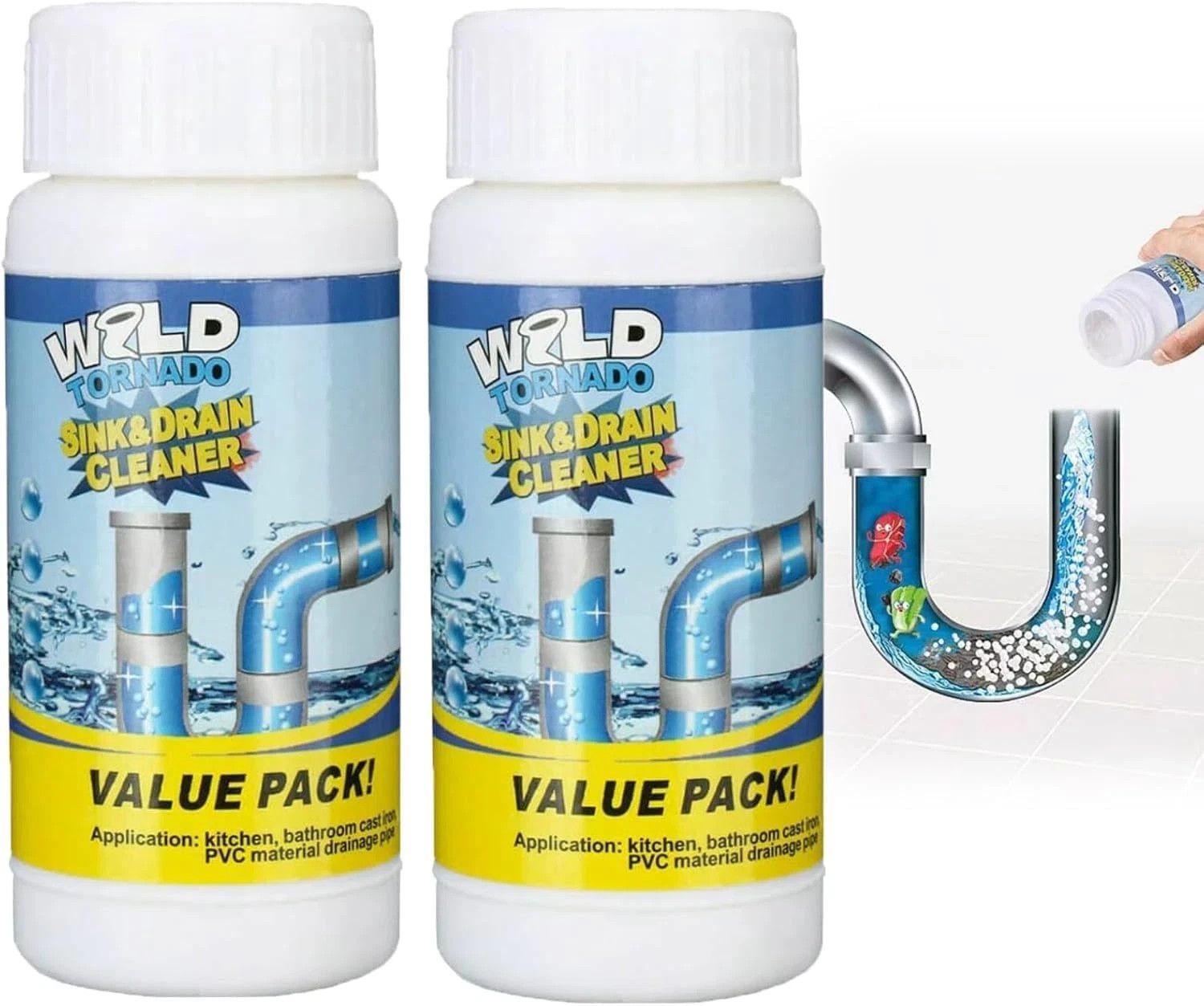2 Pcs Sink and Drain Cleaner Wild Tornado Pipe Dredge Drain Cleaner