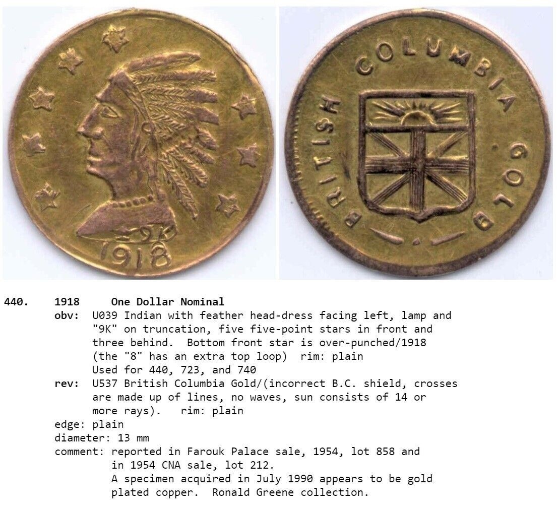 1918 $1 British Columbia / California Gold / Greene-440 PCGS AU PCGS POP1! LR7