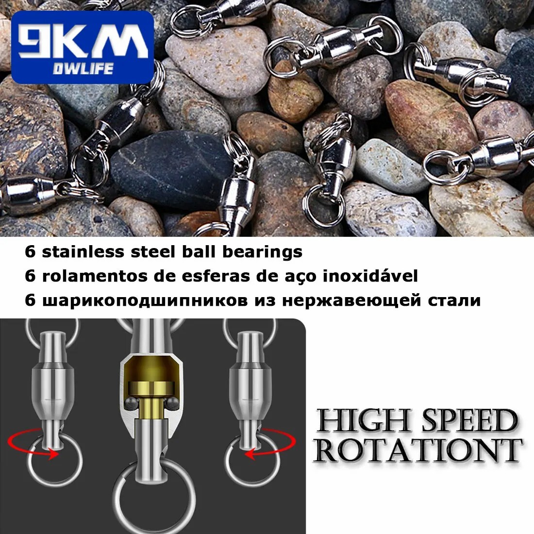 Ball Bearing Swivels Split Rings Sea Fishing Lot 0/1/2/3/4/5/6/7/8/10# Smooth