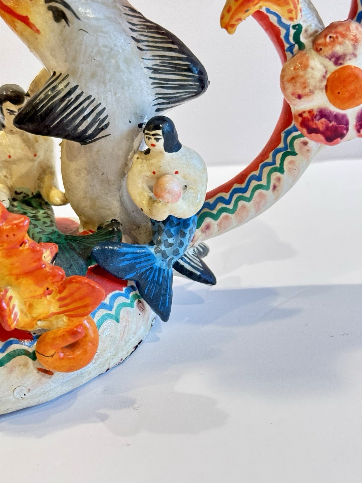 Vintage Mexican Tree of Life Pottery LARGE Mermaid Folk Art Arboles De Vida 12"