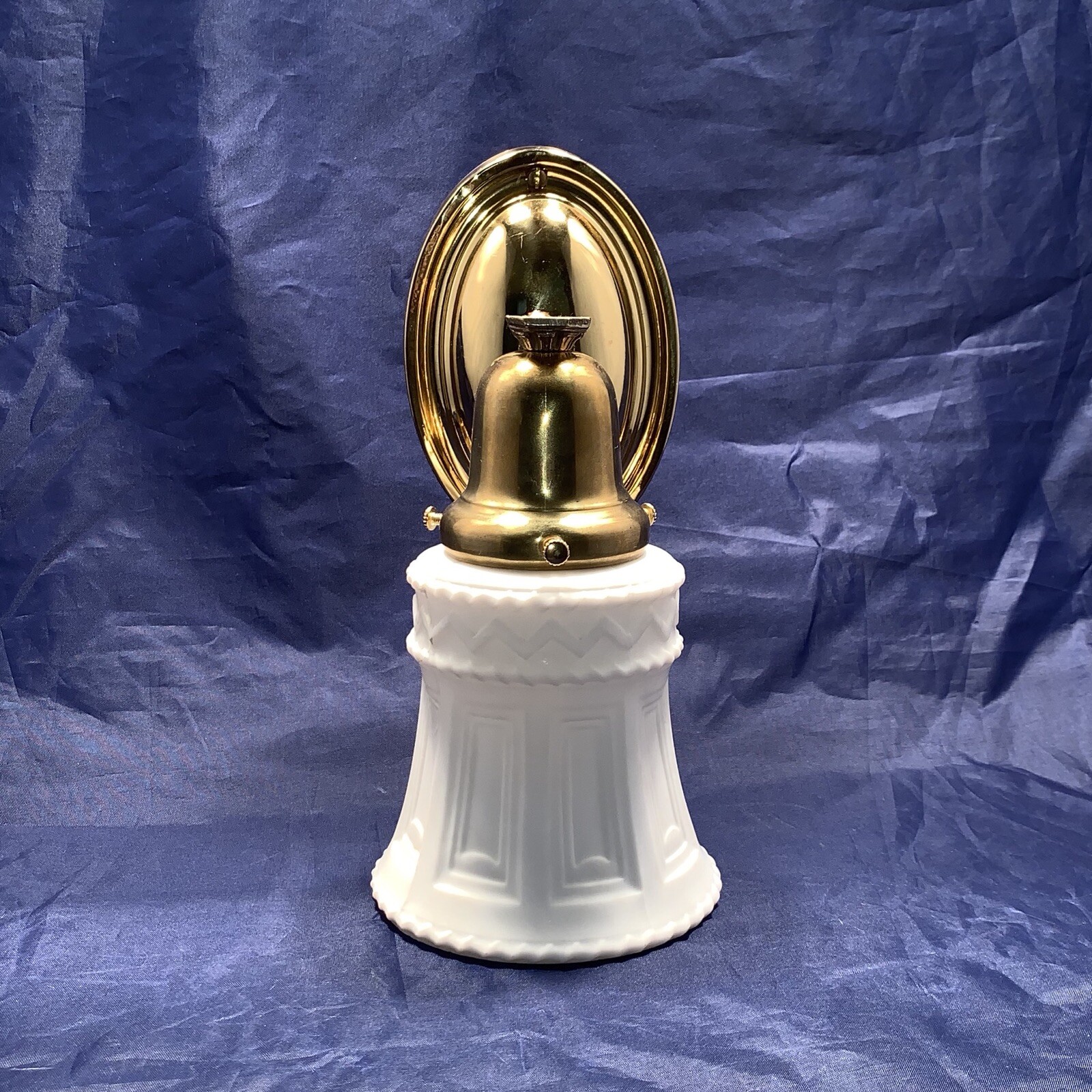 Single Polished Brass Wall Sconce With Milk White Shade Wired 24G