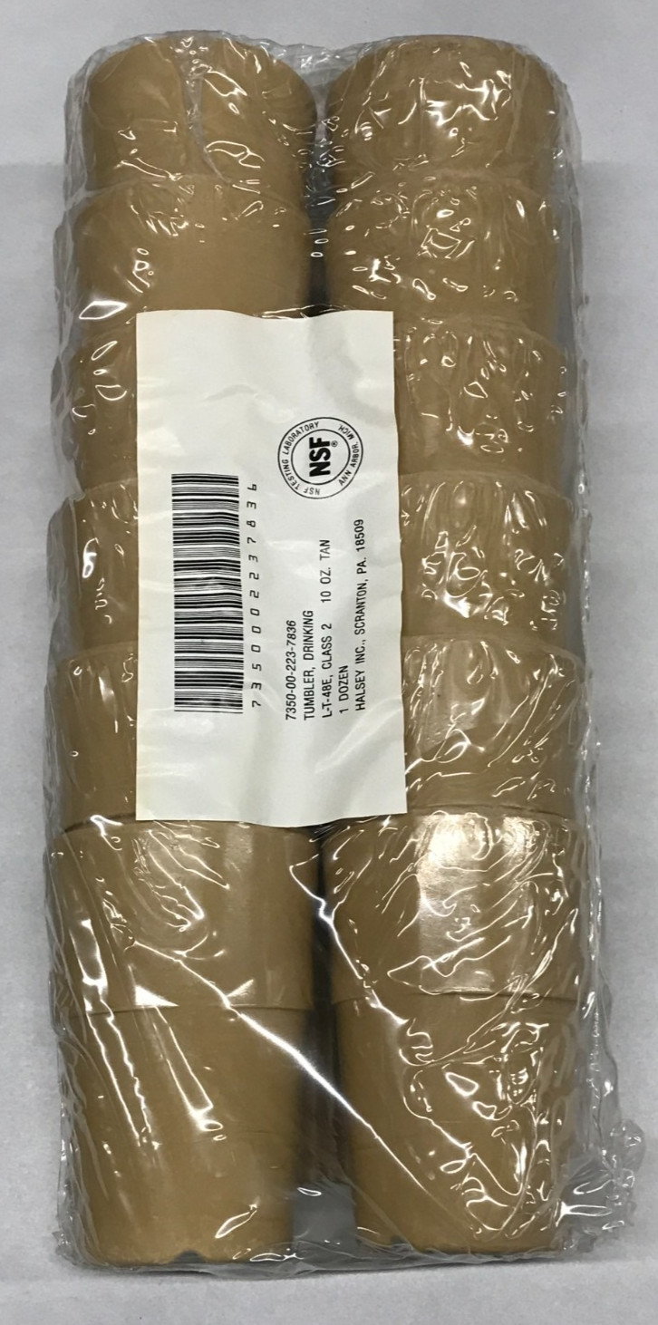 Vintage 10 oz Tan Mess Hall Tumbler USGI Halsey NOS Set of 2 From Original Case