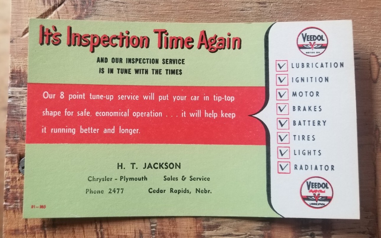 Vintage Veedol Service Postcard new unused old stock card #1