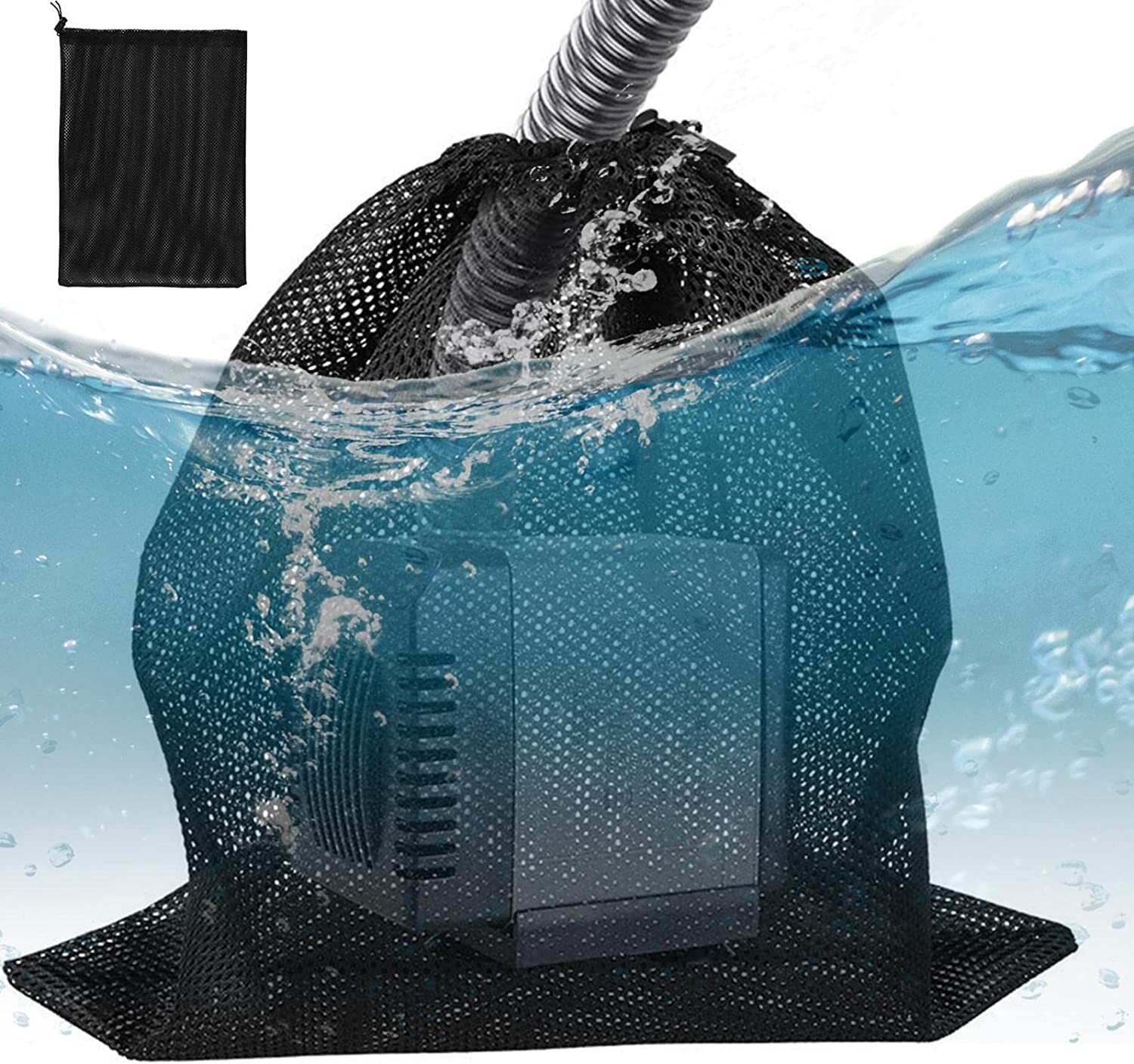 1/4Pc Water Pump Filter Net Tear Resistant Drawstring Pond Pump Barrier Mesh Bag