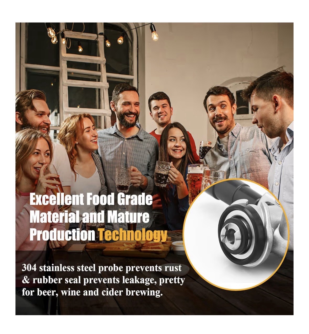 Keg Coupler for Sankey D System Beer Keg Tap Dispenser-304 Stainless Steel Probe