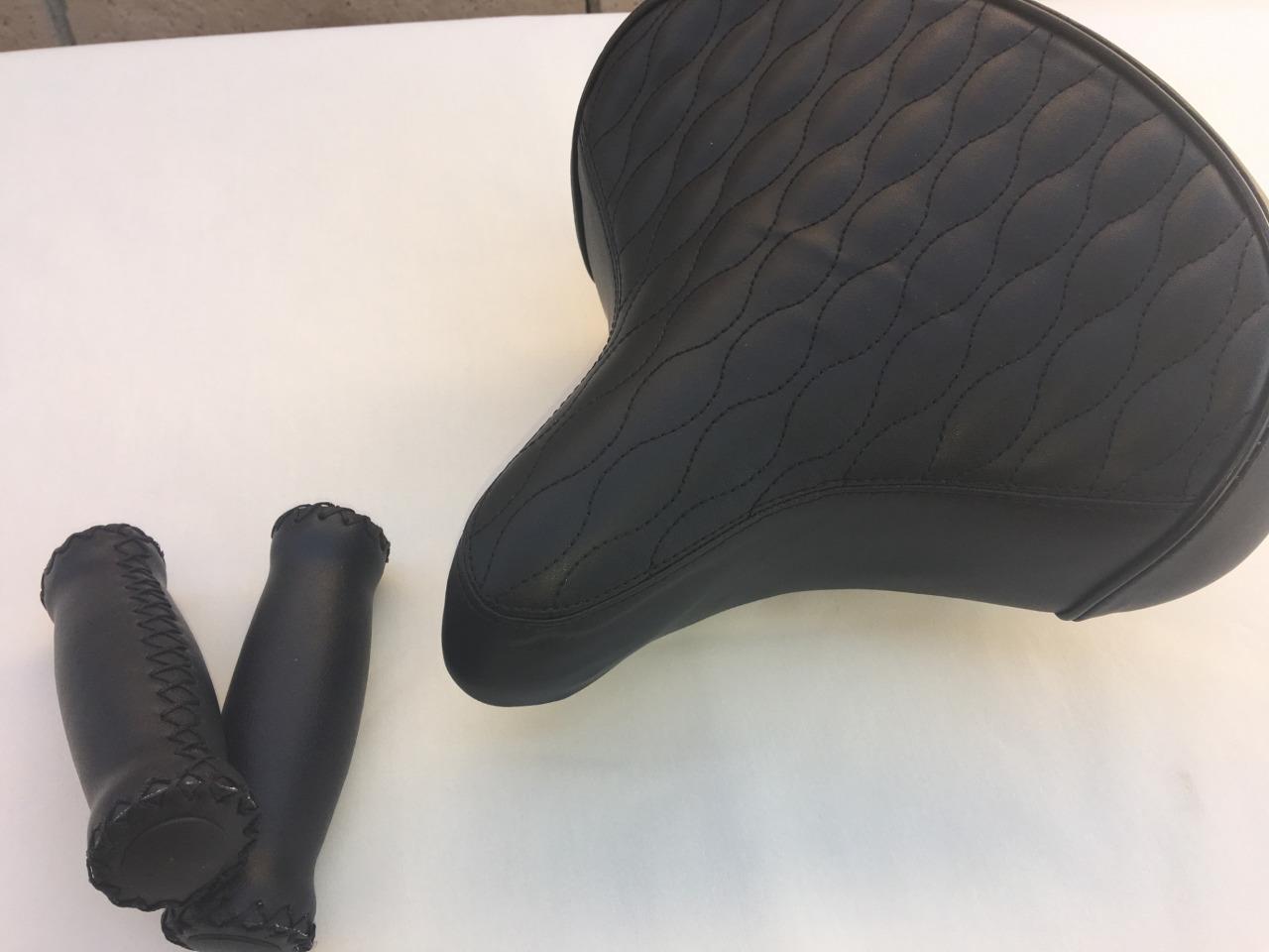 Beach Cruiser Bike Diamond Saddle Seat *BLACK w/Springs +Grips Handlebar Comfort