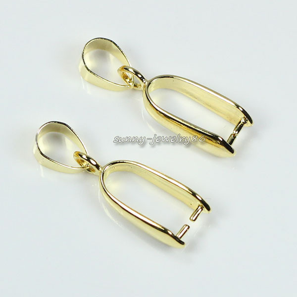 50pcs 24x7mm Large Pendant Pinch Bails Connectors Silver/Dull Silver/Gold Plated