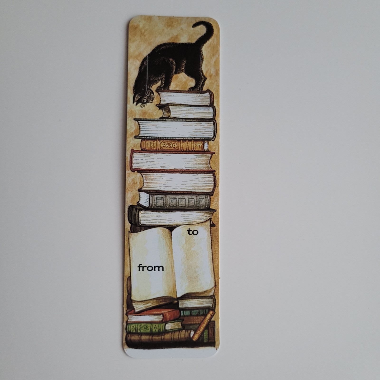 Vintage 70s Black Cat Book Stack Tab-Marks Kitty Bookmark 1978 80s Britain SU-10