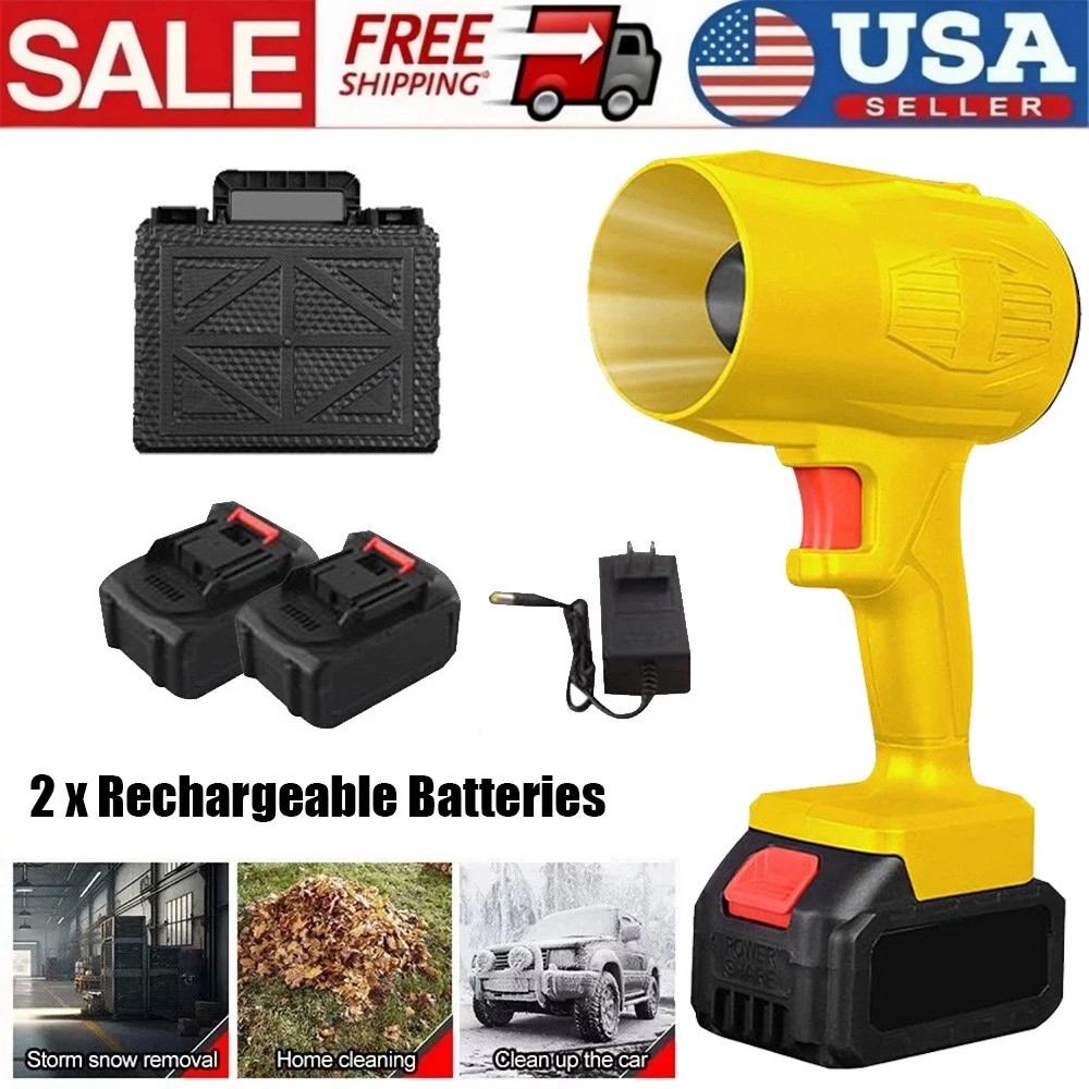 500000RPM Cordless Leaf Blower 700CFM 1500G Air Turbo Blower with 2 Batteries