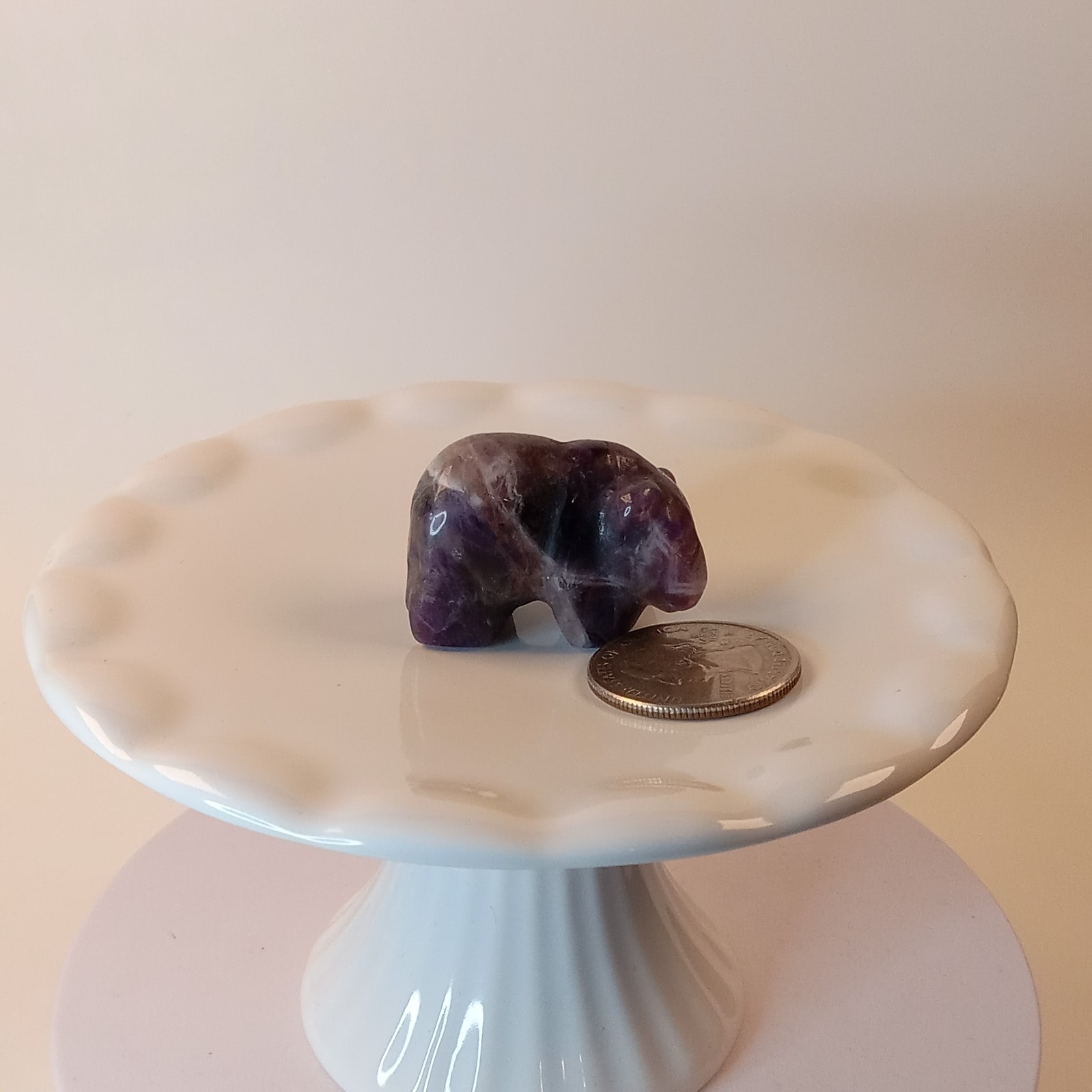 Dream Amethyst Crystal Bear Carving Purple Stone Animal 24g | E59