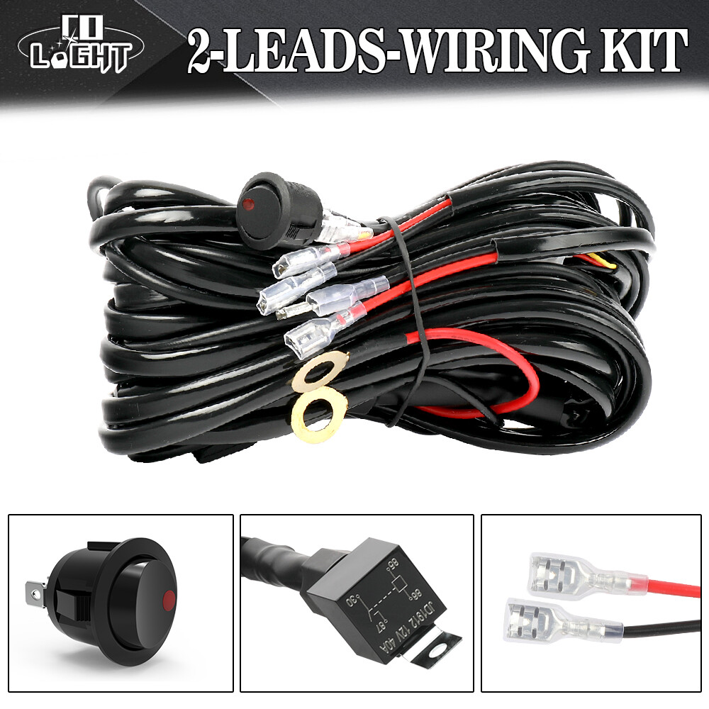 2-Lead Wiring Harness Kit ON-OFF Switch Offroad Relay Fuse LED Work Light Bar