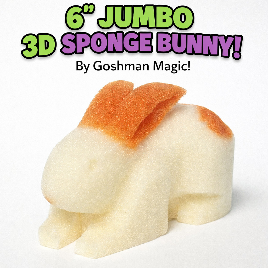 6” Jumbo 3D SPONGE BUNNY 1 Deluxe Goshman Close Up Magic Trick White Foam Rabbit
