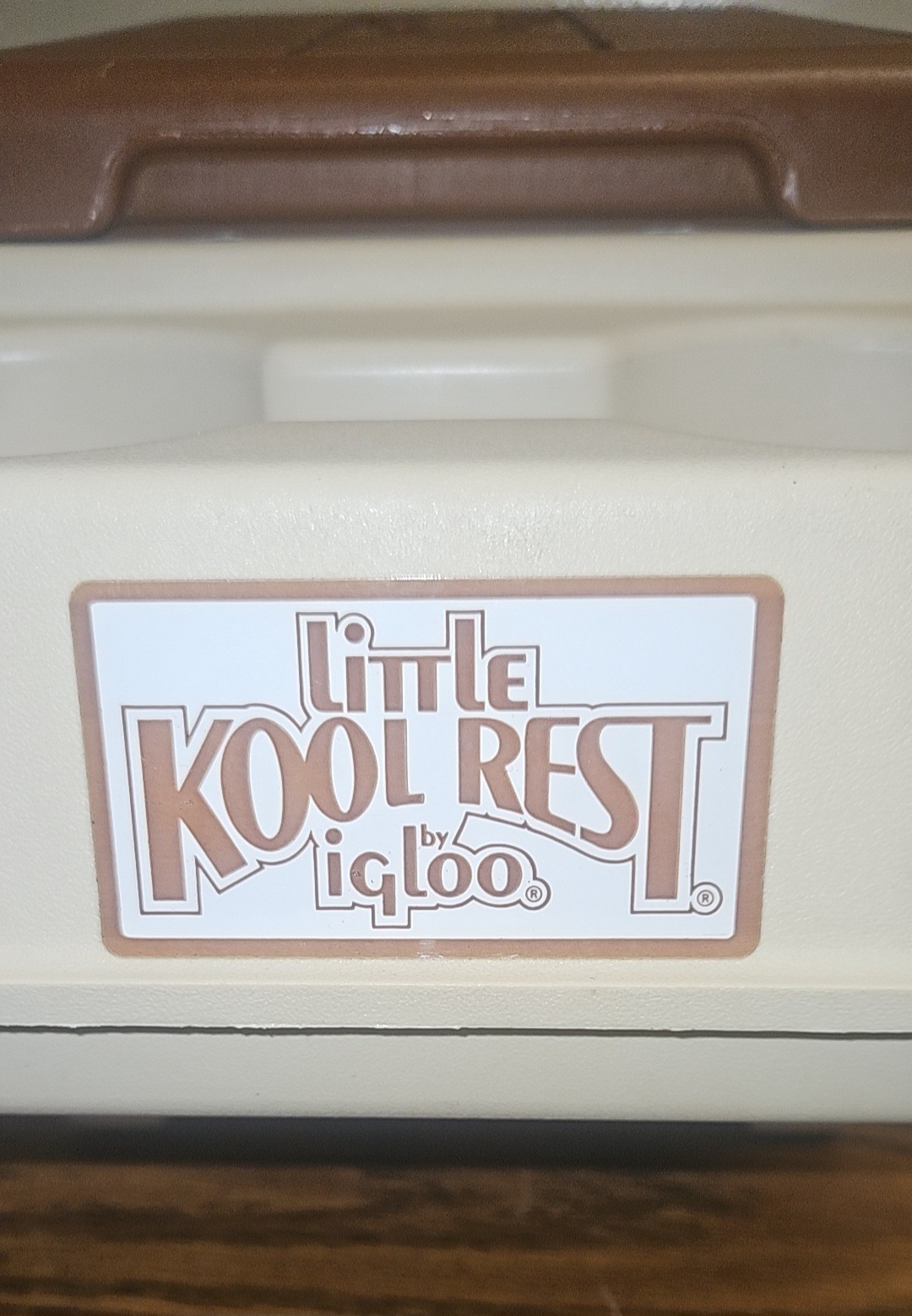Vtg Little Kool Rest IGLOO Car ConsoleBrown Tan Can, Ice Chest, Great Condition