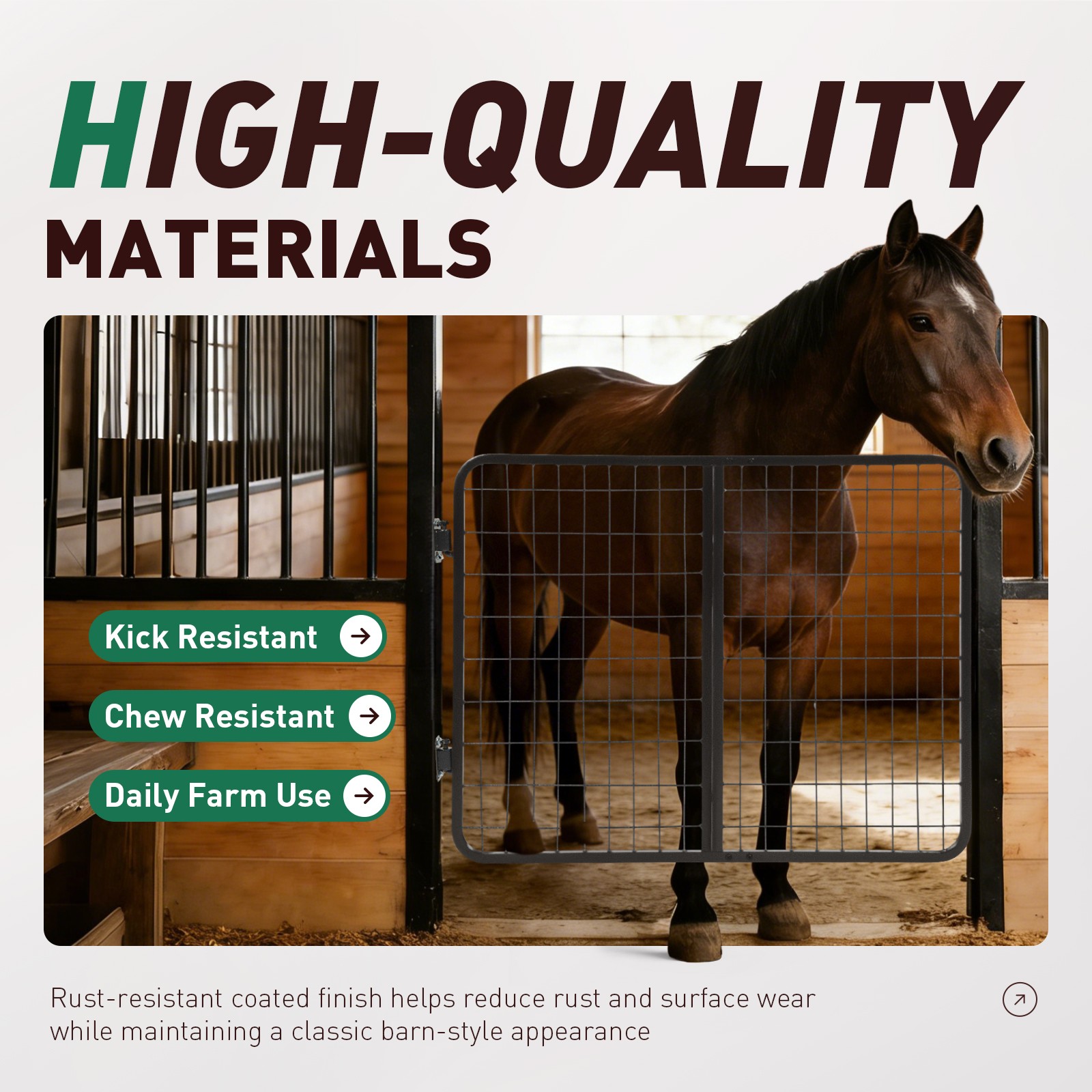 Straight 48" W Horse Stall Gate for Horse Barn Farms Livestock Heavy Duty Steel