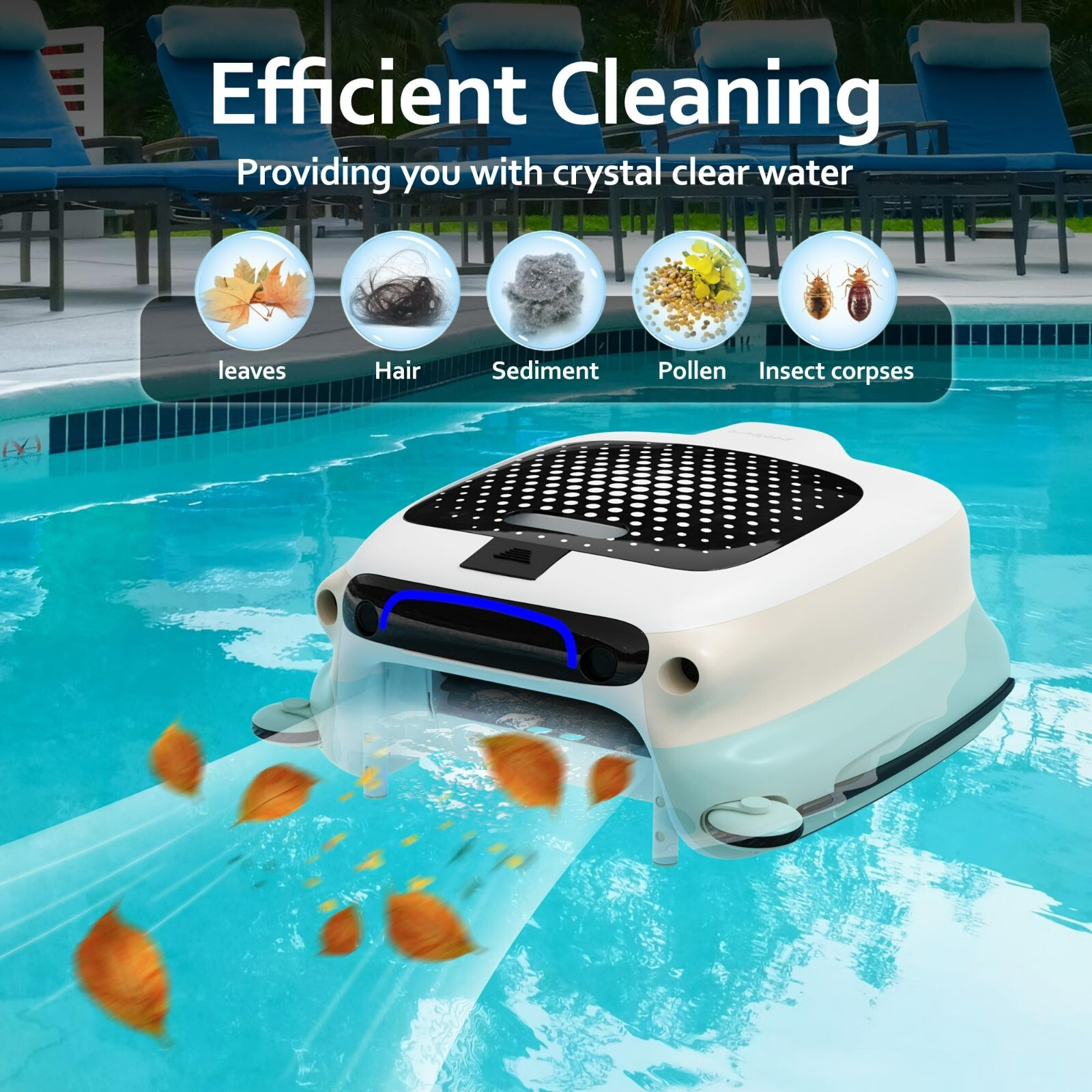 POOLPURE Pool Skimmer Robot, Remote Control Pool Surface Skimmer, Automatic