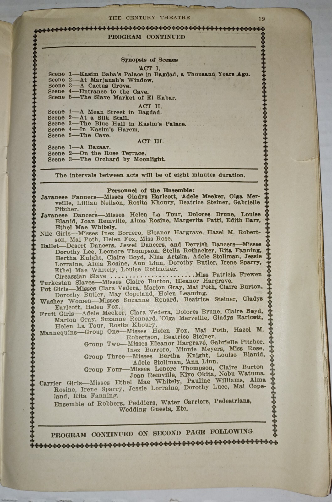 TYRONE POWER CENTURY THEATRE NY Jan 1918 CHU CHIN CHOW Broadway Program-WW1 Era