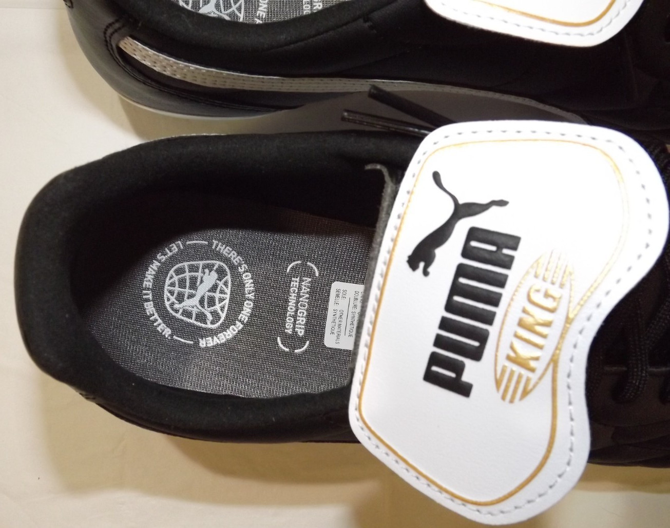 Puma King Top Black White Gold Men Soccer Cleats Shoes 107348-01 Sz 9.5