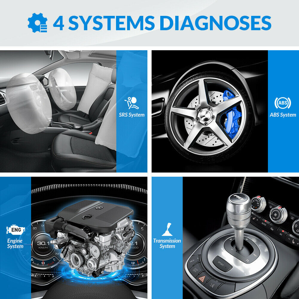 Check Engine OBD2 Scanner Transmission ABS SRS Code Reader Car Diagnostic Tool