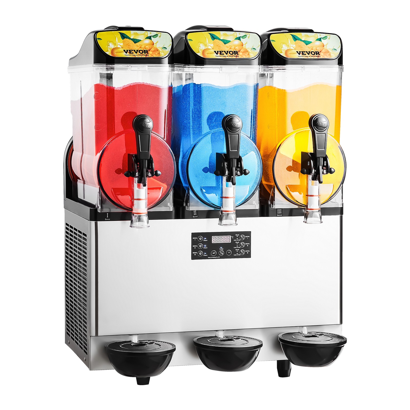 VEVOR Commercial Slushy Machine 15Lx3 Tank Margarita Smoothie Frozen Drink Maker