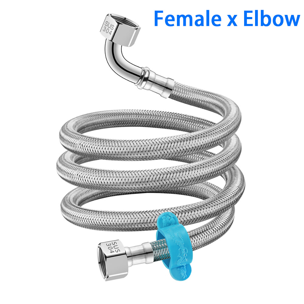 Flexible Stainless Steel Braided Water Hose 1/2" BSP Female/Male/Elbow Ends