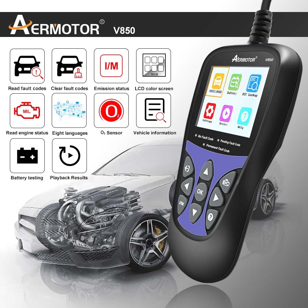 V850 OBD2 CAN OBDII Scanner Code Reader Car Diagnostic Scan Tool Check Engine