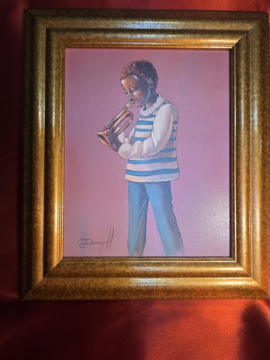 ELAINE DUNGILL Boy Playing Bugle GICLEE ON CANVAS PAINTING