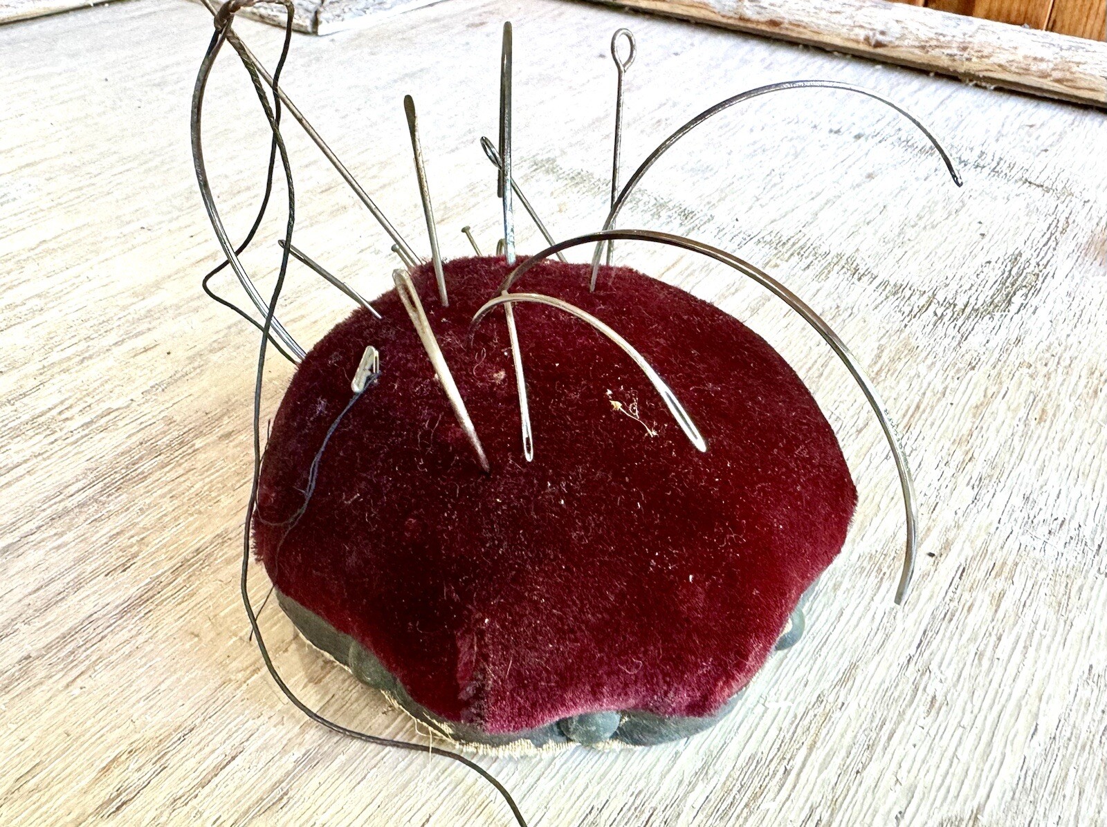 Antique Large Shaker Pin Cushion Pin Sewing With Needles Victorian Primitive