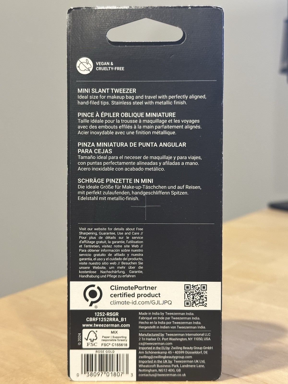 Tweezerman Mini Slant Tweezer With Case Rose Gold Free Shipping