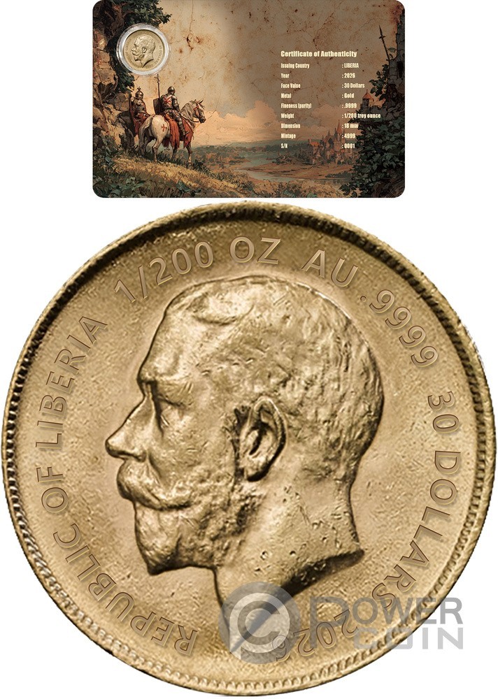 SAINT GEORGE 1/200 Oz Gold Coin 30$ Liberia 2026