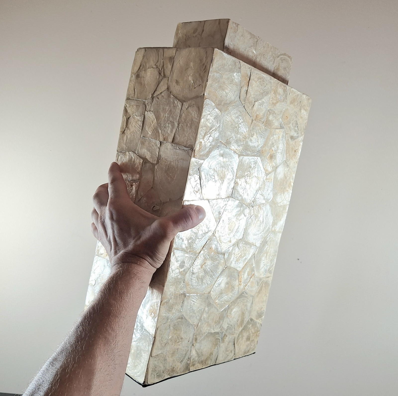 LARGE Natural Capiz Shell Asian Lidded Vase (Mother of Pearl) -20" FREE SHIPPING