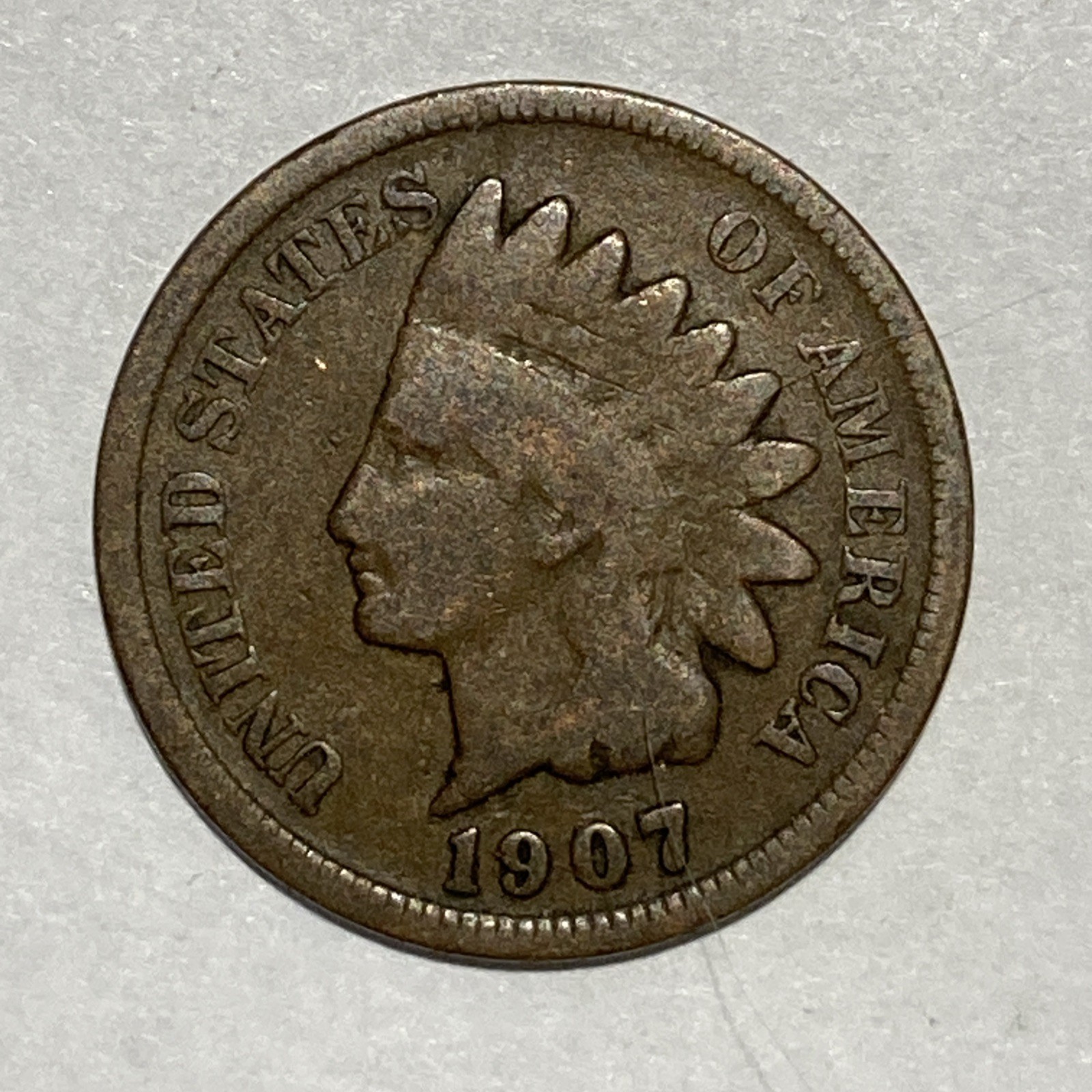 1907 Indian Head Cent Penny Good+