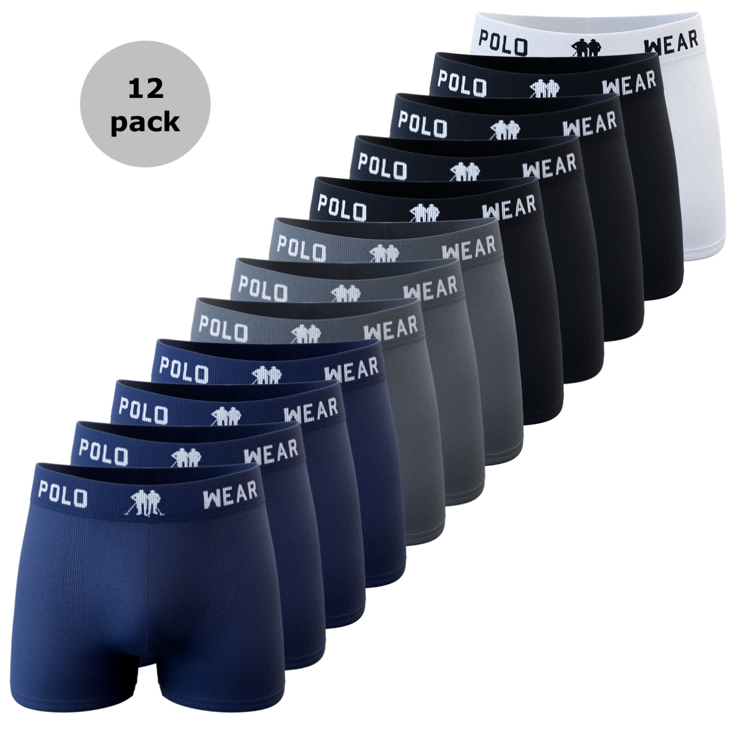 Polo Wear Men's Boxer Briefs 12 or 6 Pack Underwear Low Rise Trunks Multicolor