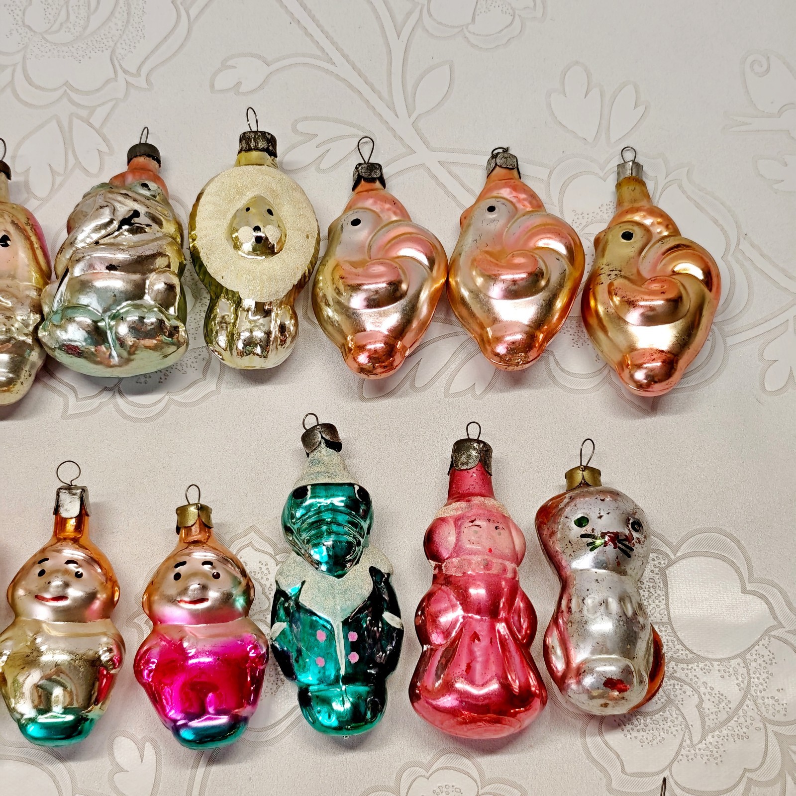 Vintage glass Christmas Ornament character animal decoration soviet USSR №728