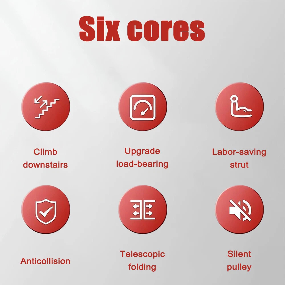 330 lbs Stair Climbing Cart Heavy Duty Folding Hand Truck Dolly 6 Wheels + Rope