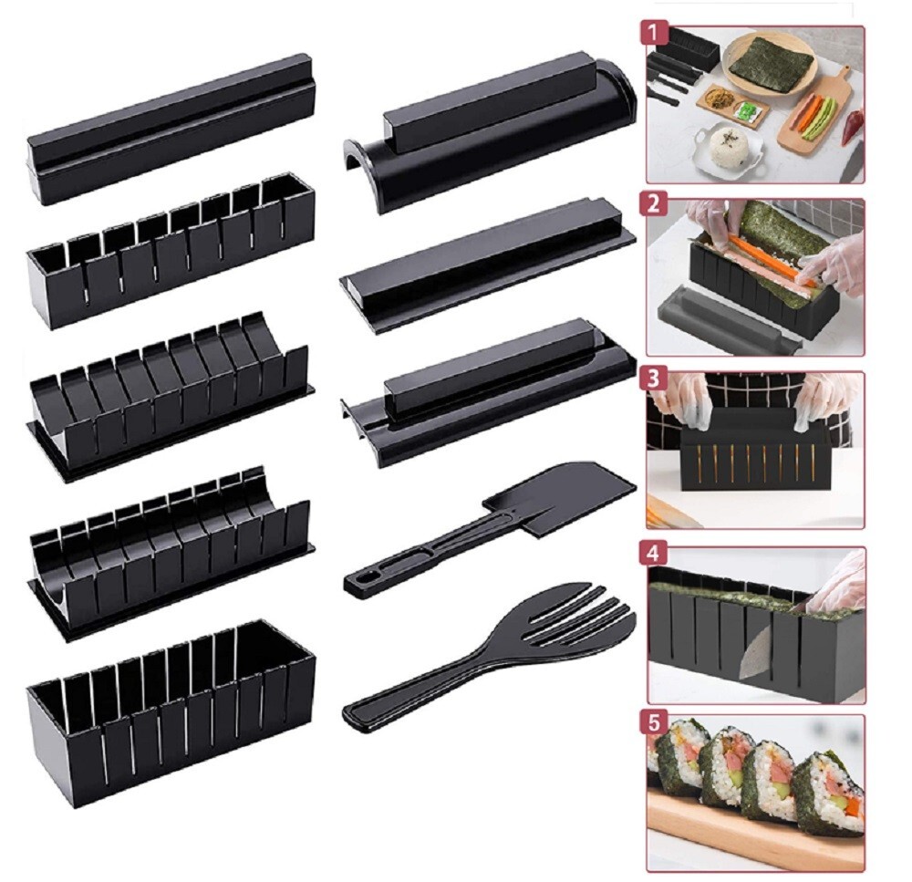 DIY Sushi Making Kit Sushi Roller Rice Ball Mold Accessories