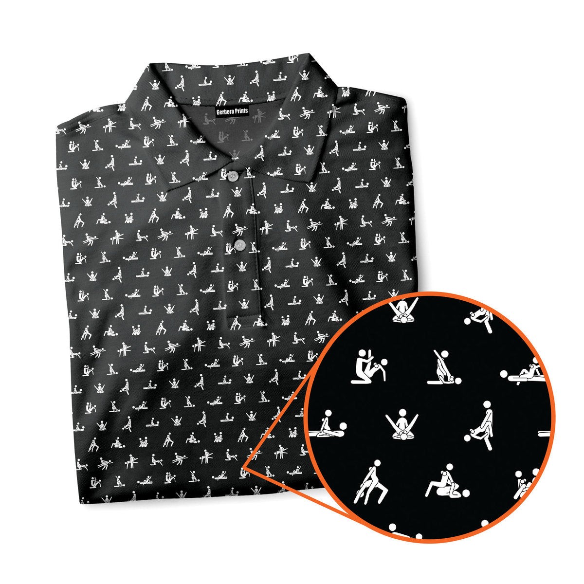 Stick Figure Funny Golf Polo Shirt New with Tags Free Shipping