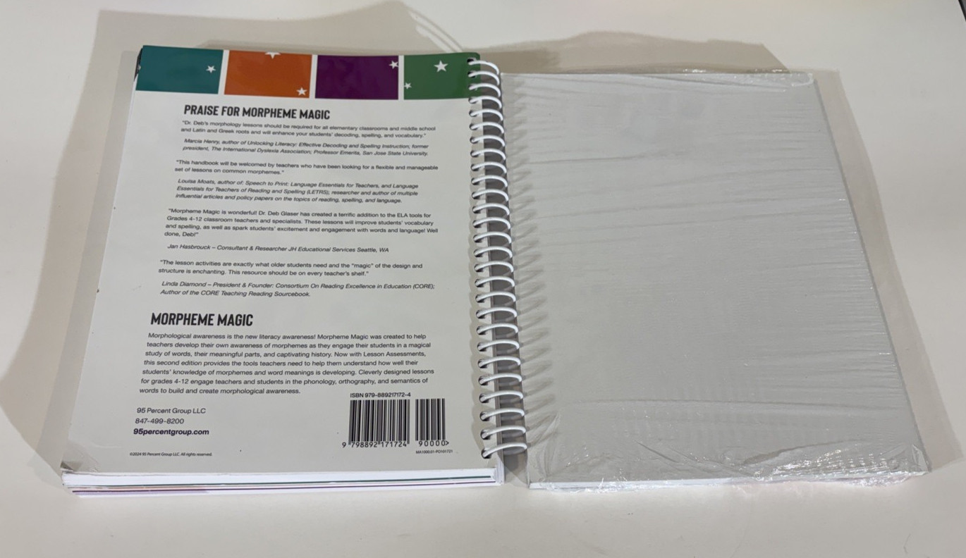95 Percent Morpheme Magic Set MA1000 Book Wall Cards Lessons to Build Grade 4-12