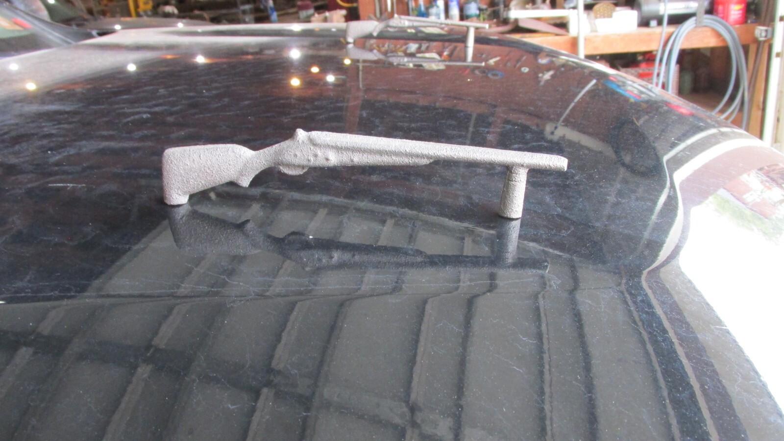 2 Cast Iron Gun Rifle Hood Fender Ornament Auto Truck Cycle Rat Rod