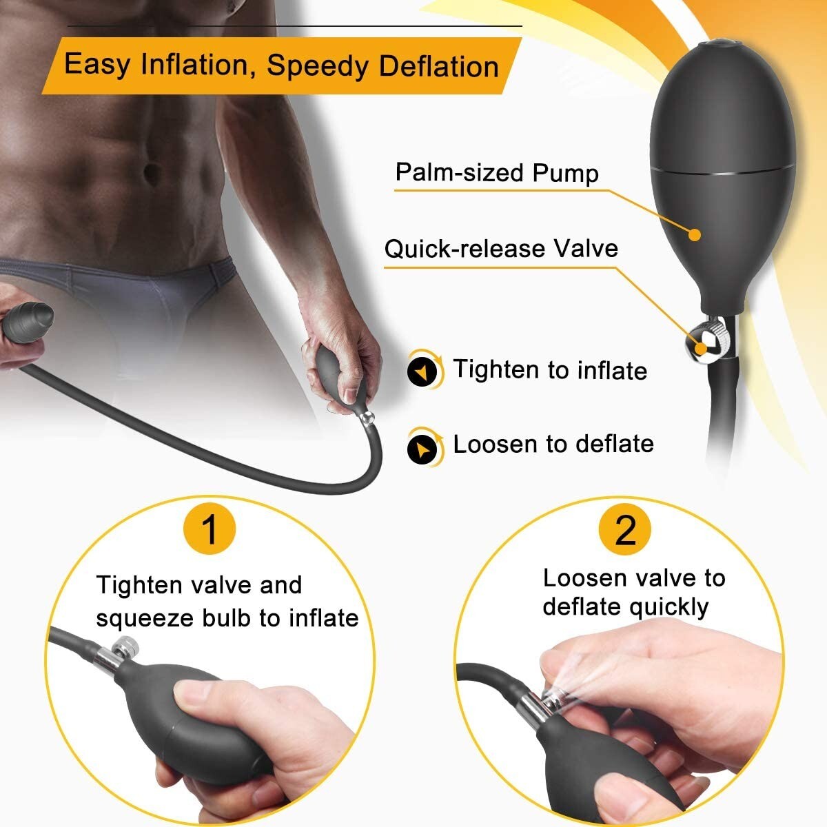 Inflatable Expandable Anal Balloon Butt Plug Dildo With Hand Pump