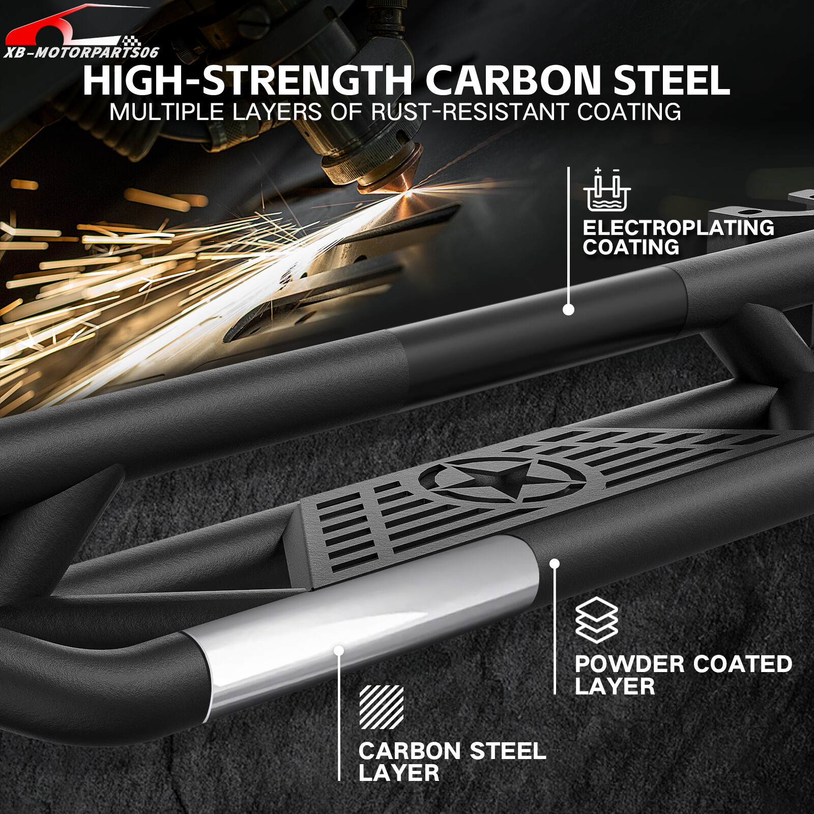 Running Boards For 2007-2018 Jeep Wrangler JK 2Doors Side Steps Nerf Bars Plates