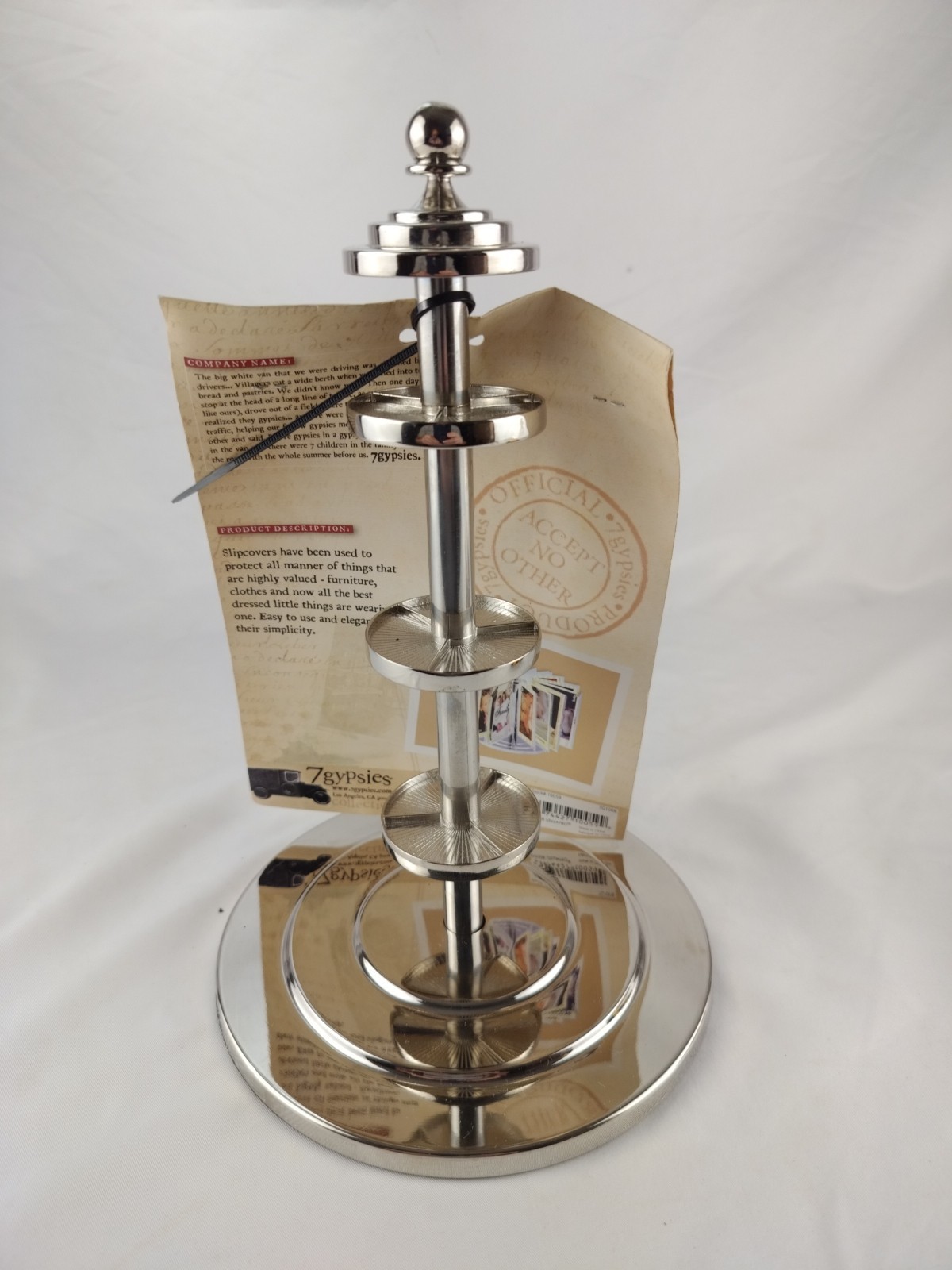 7 Gypsies ATC Artist Trading Card Holder Rotating 6.5" Silver Turnstile