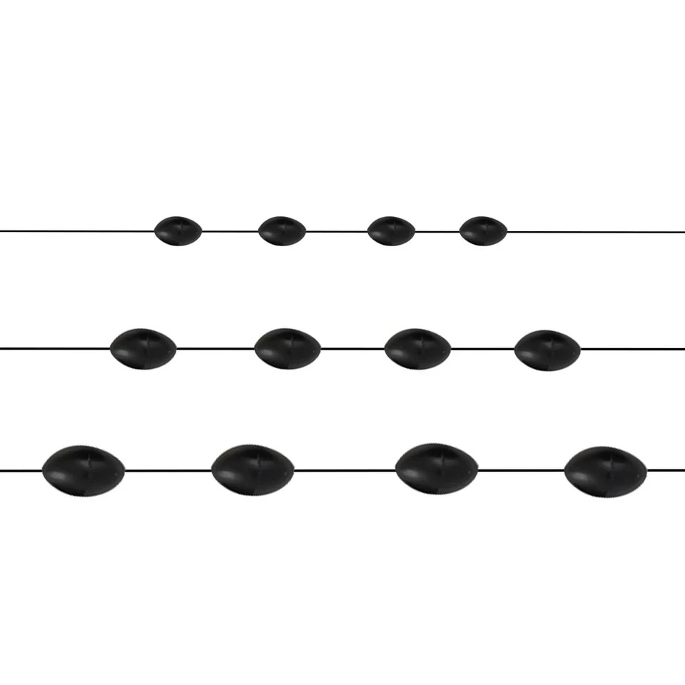 720 PCS Fishing Bobber Stopper Oval Floats Sinker Stops 6 in 1 Black Rubber Size