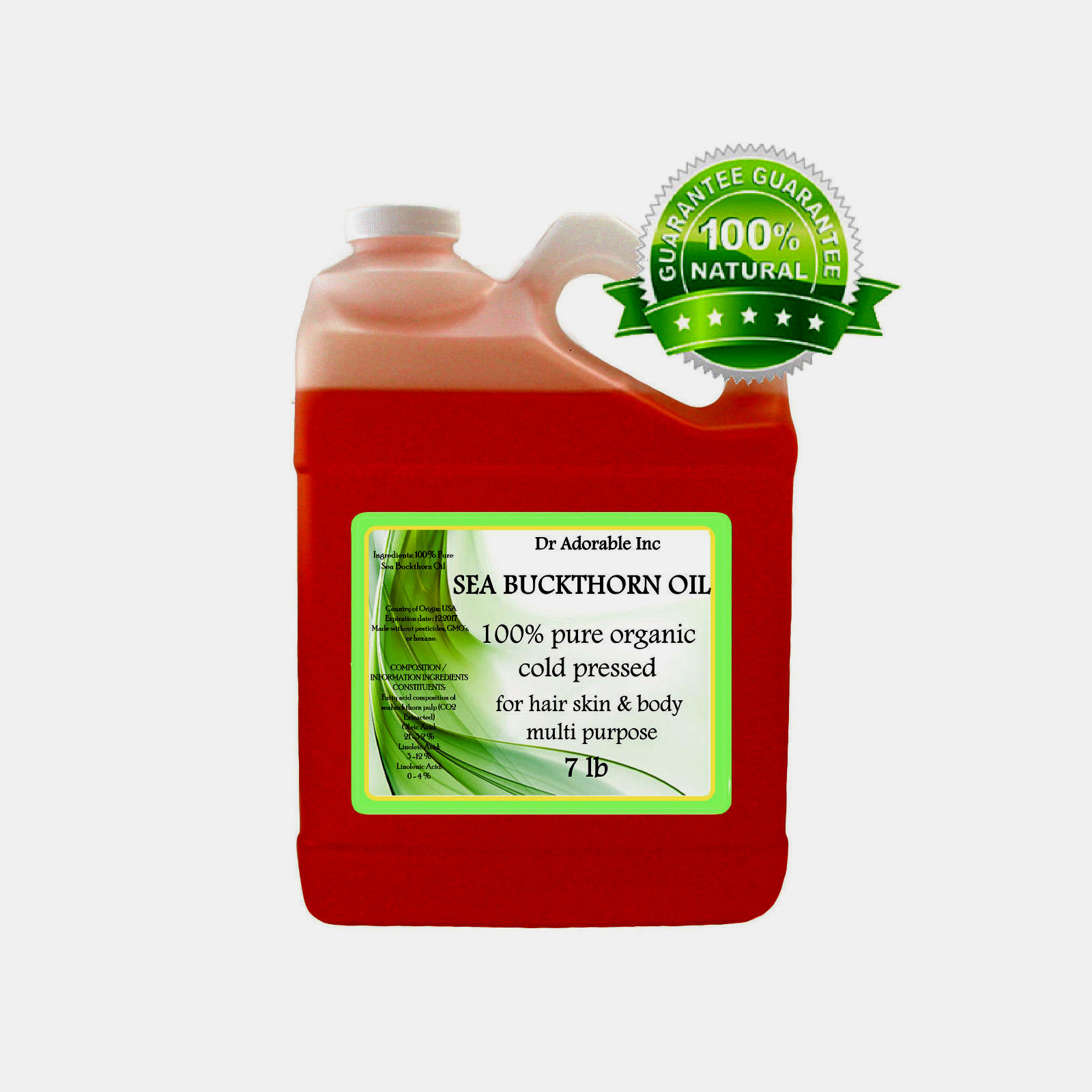 ORGANIC SEA BUCKTHORN CARRIER 100% PURE NATURAL OIL 1oz 2 oz 4 oz -UP TO 1 GALLO