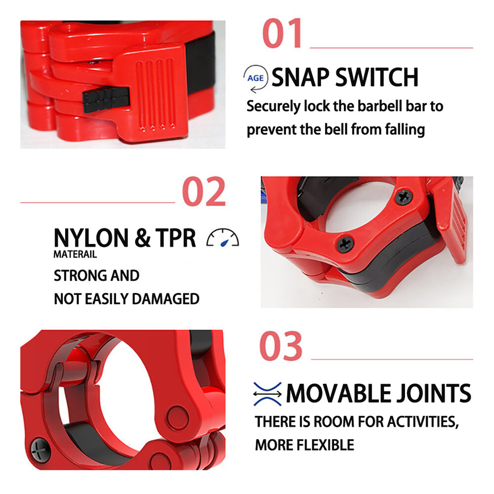 Olympic 1-2" Inch Barbell Clamps Quick Release Standard Bar Weight Plates USA